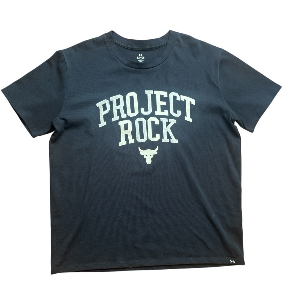 Under Armour Project Rock Mens T-Shirt Loose Fit Oversized Embroidered Sz. S